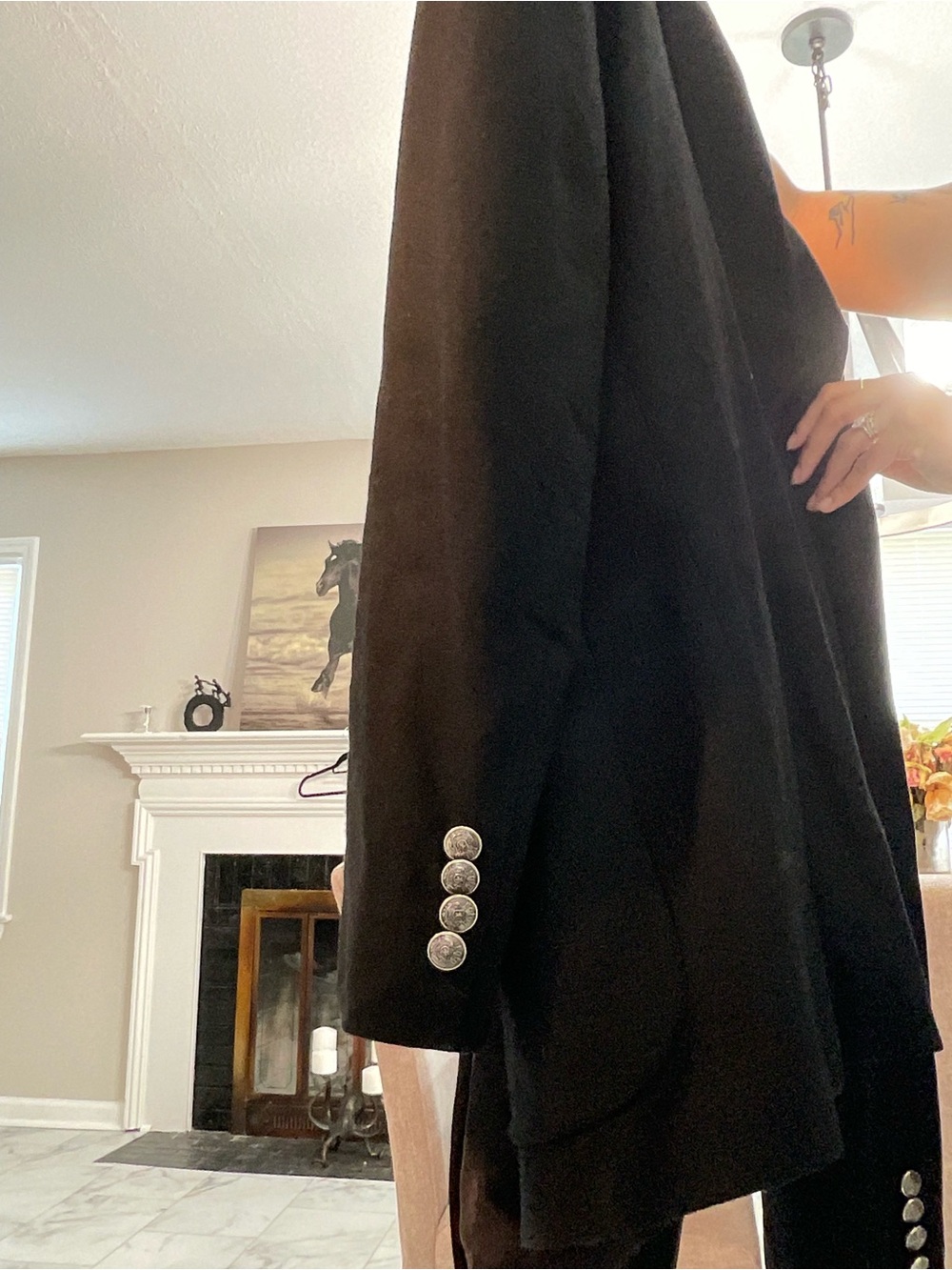 Oscar de la Renta Black Sport Coat with Brown Lining - Picture 6 of 11